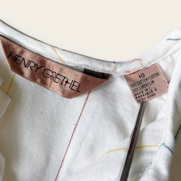 Vtg Henry Grethel 80s White Linen Cotton Skirt Set Prairie Coastal Cottagecore - Picture 6 of 16